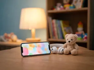 Osoba korzystająca z laptopa w przyciemnionym, domowym wnętrzu, symboliczne ujęcie zagrożeń i bezpieczeństwa w internecie.